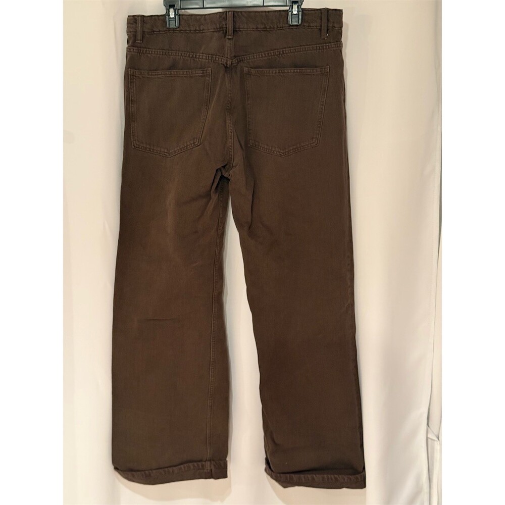 ZARA Jeans Womens Size 12 Brown Dark Wash Straight Leg Mid Rise 5-Pocket - Picture 2 of 8